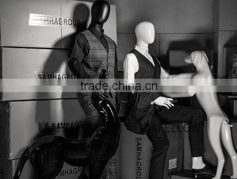 fiberglass egg head male matt black movable mannequins