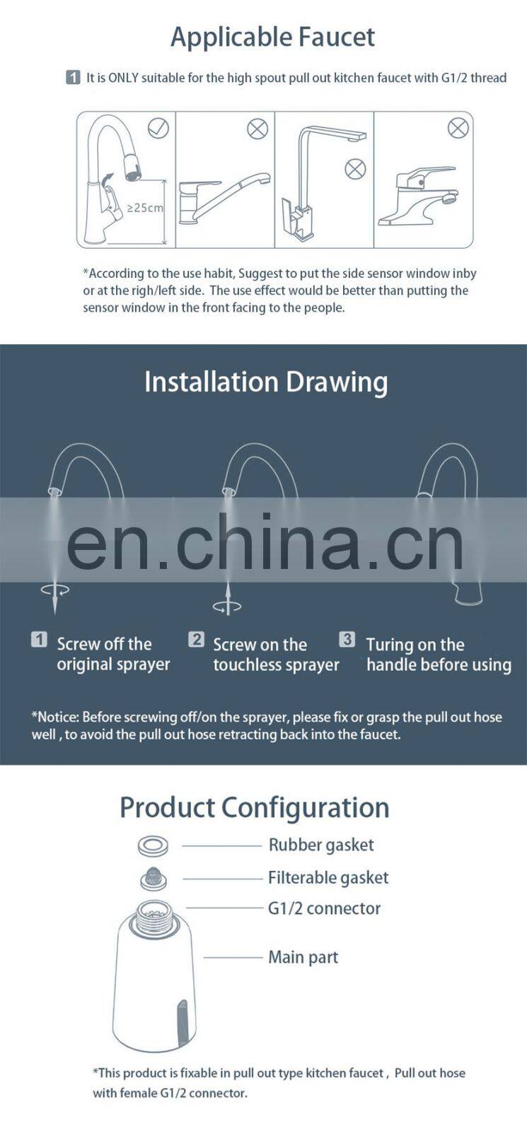 China GIBO touchless gold matt black brass stainless steel touch sensor pull out kitchen sink tap faucets