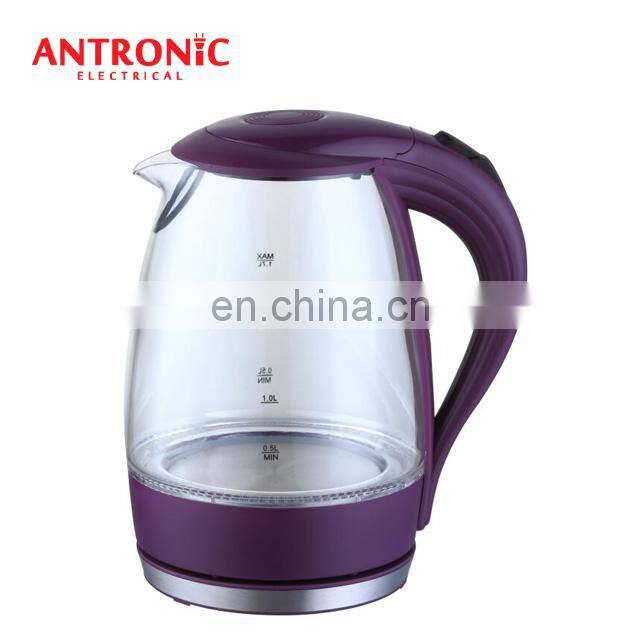 Antronic Water Kettle Electric Glass 1.7L 2200W Household Appliance Stainless Steel+plastic Free Spare Parts 2200 ATC-WK-1748 EU