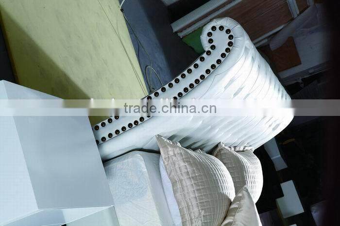 hot sale genuine leather bed with stainless steel