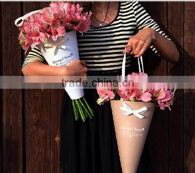 Custom company logo eco-friendly gift bag with flower/ flower gift box