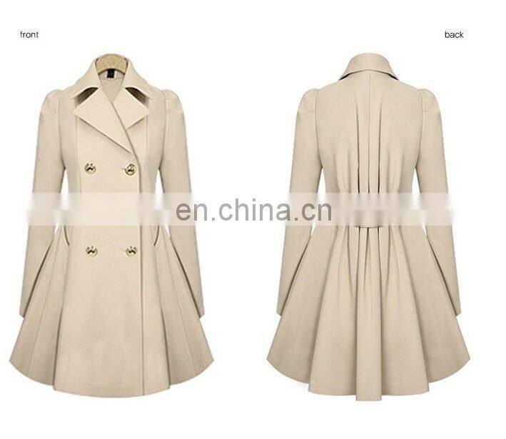2020 Wholesale Ladies Fashion Solid Color Button Lapel windbreaker Long Spring autumn coat trench outwear jacket for women