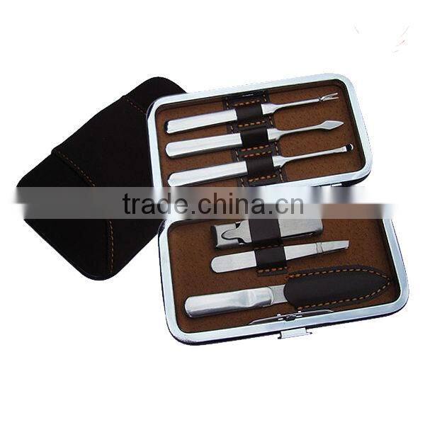 stainless steel black octagon shaped professional manicure set