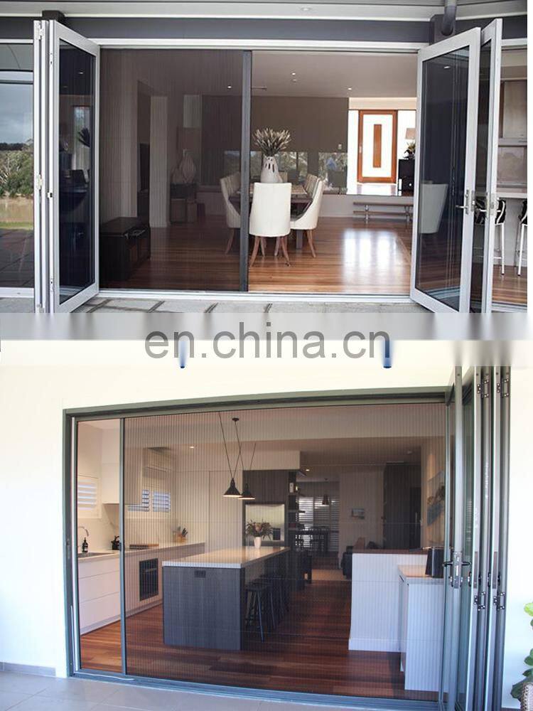 AS2047 standard aluminium alloy impact resistance metal accordion bi-folding doors with screens