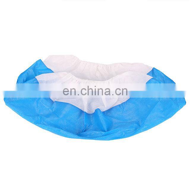 PP+CPE Coated Overshoes Blue+White shoecover medical waterproof shoe cover