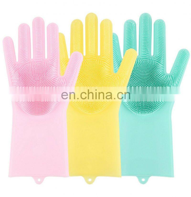Dishwashing GloveR Magic Silicone Scrubber Rubber Cleaning GloveRs For Kitchen Pet