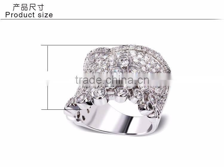 High Quality Fashion CZ Crown Shape Handmade Setting Luxury Ring Zircon Jewelry