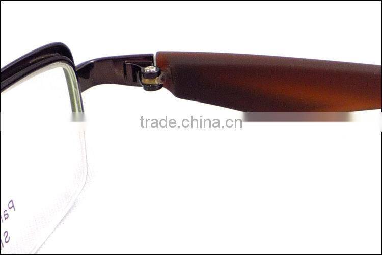 Fashion design half rim metal TR90 men eyeglasses frame