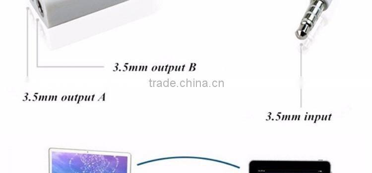2016 best selling products 3 Ring Male To 2 3.5mm Female TRRS AUX Audio Adapter Cable for mobile phone alibaba express