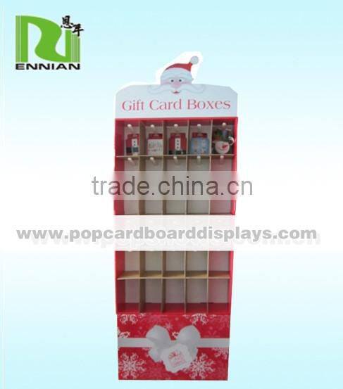 Christmas Red Cardboard display standing Wtih Plastic Hooks for retail