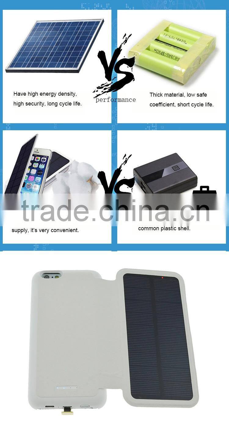 Solar phone case battery charger for phone case power bank case power case battery replacement back cover case for iphone 6 plus