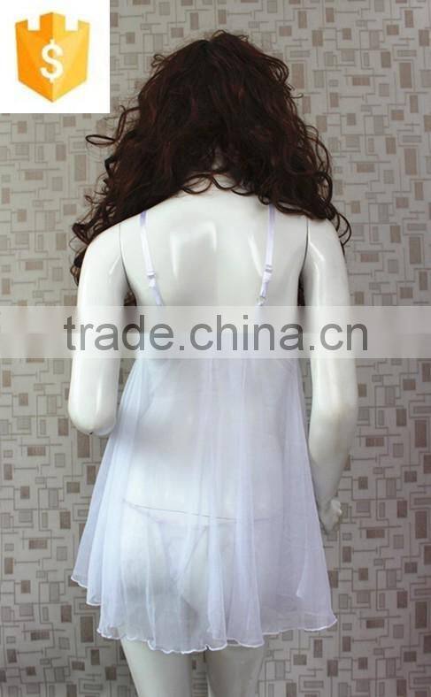 Hot sexy unique Net gauze material flower lingerie babydoll nighty dress