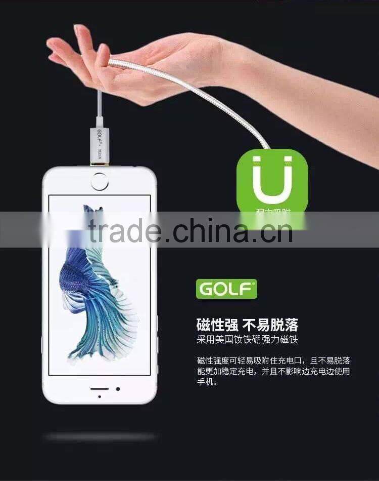 GOLF 1.2M Metal Maghetic USB2.0 Data and Charge cable for iphone 5/5s/se LED Light 2.4A Weave Cable for iphone 5/5s/se