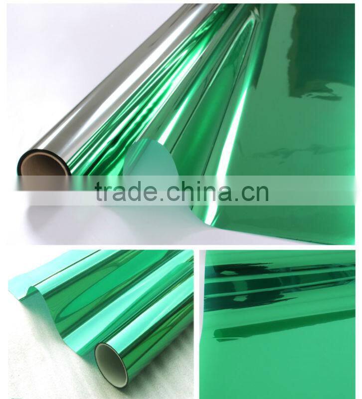 UV light rejected green and silver window treatment glass film