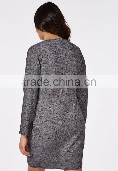 Best selling girls wholesale plus size jersey wrap dress grey marl