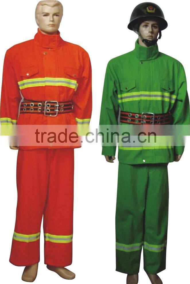 High quality 100% flame retardant fabric 97type Green Orange oil field fire fighting uniform