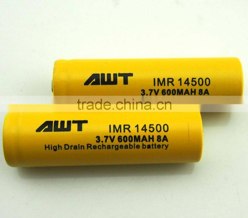 most reasonable price AWETE 14500 600mah battery 3.7v li-ion rechargerable battery lithium ion battery 3.7v 720mah