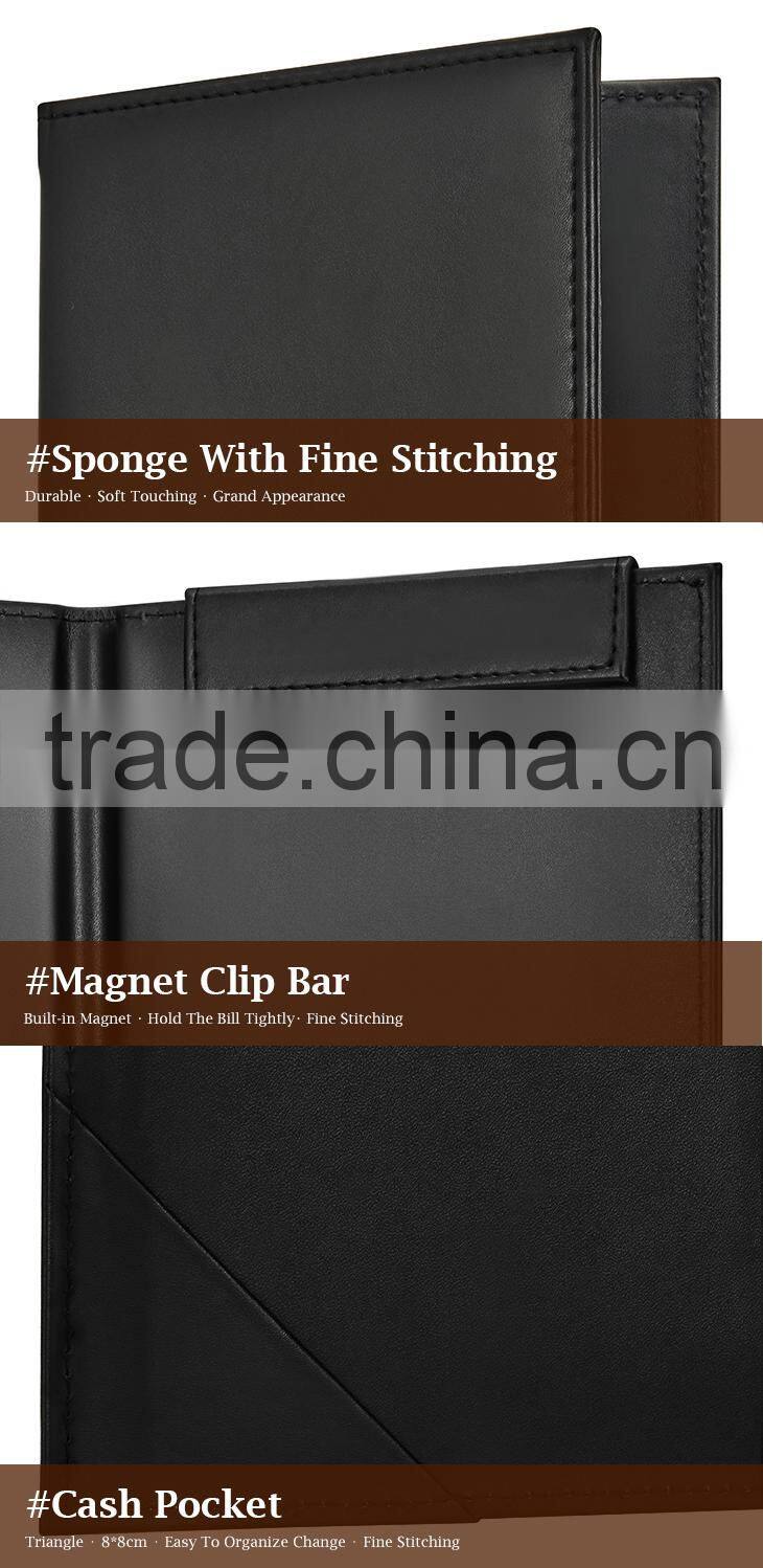 Low price new customized menu clip leather magnet menu clip