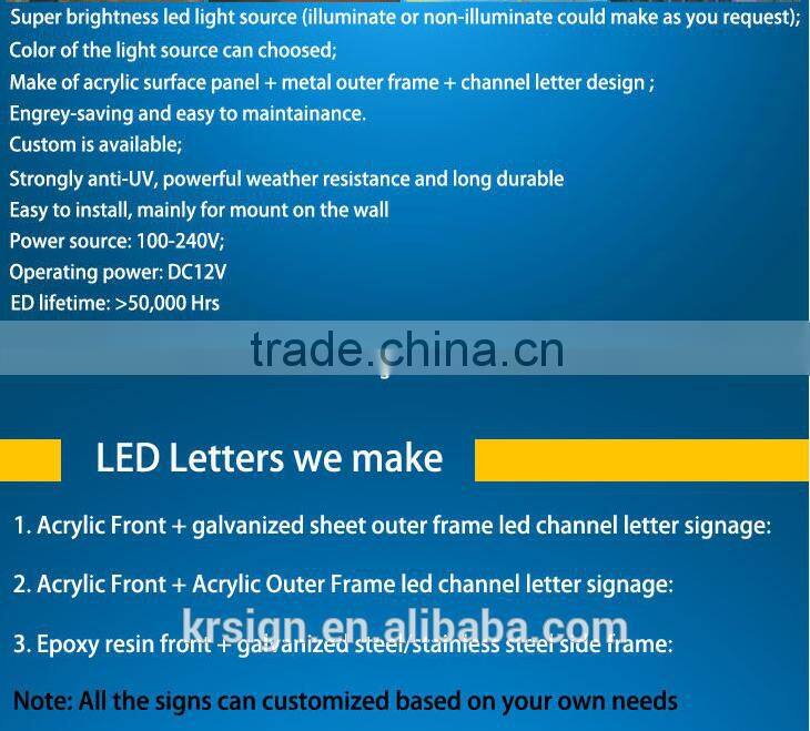 wholesale price light letter sign, logo free shipping for bulk order wholesale price