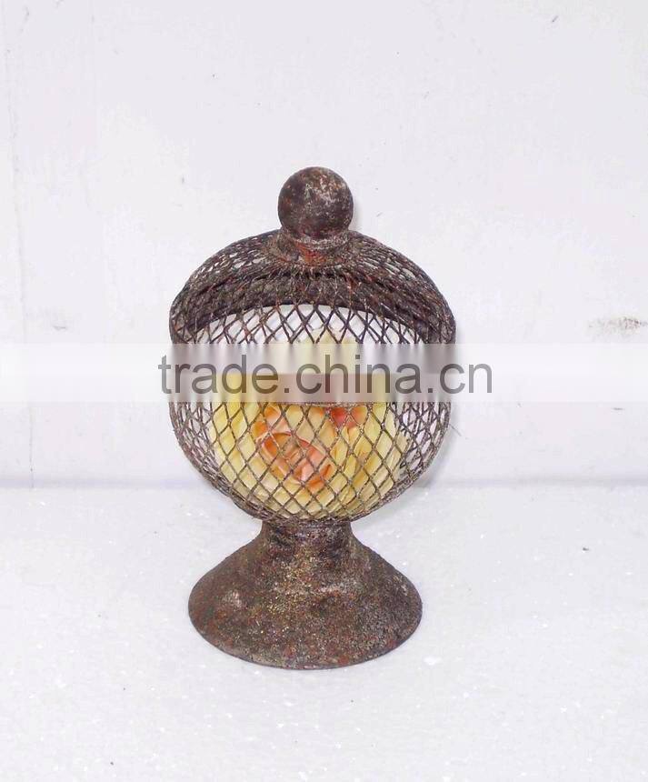 8009407MC- metal wire cage candle lantern