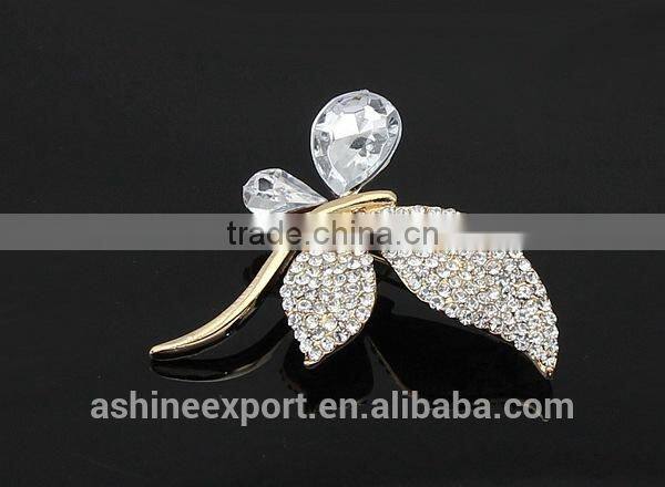 Exqusite elegant bulk crystal butterfly wing brooch/handmade crystal rhinestone brooch