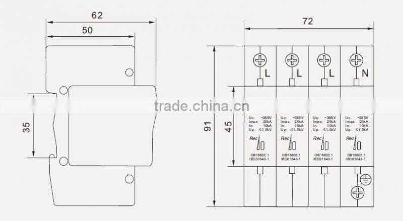 10kA 3P+N Surge Protectors (SPD)