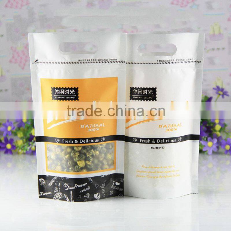 Matte laminated plastic snack packing pouch