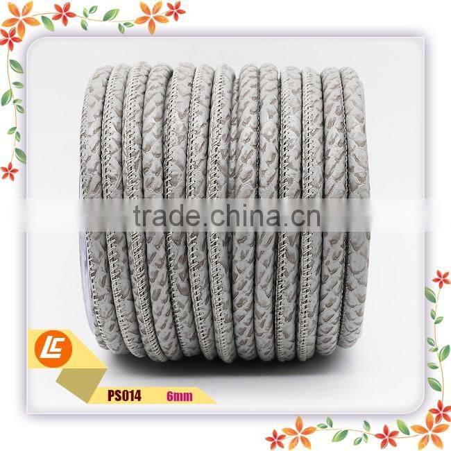 Silver 6mm real customized snakeskin leather cord for fashion bracelets