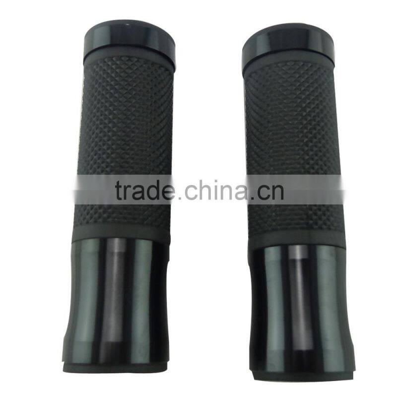 Motorcycle Handlebar Rubber Hand Grips Black Bronze Aluminum With Bar Ends Caps