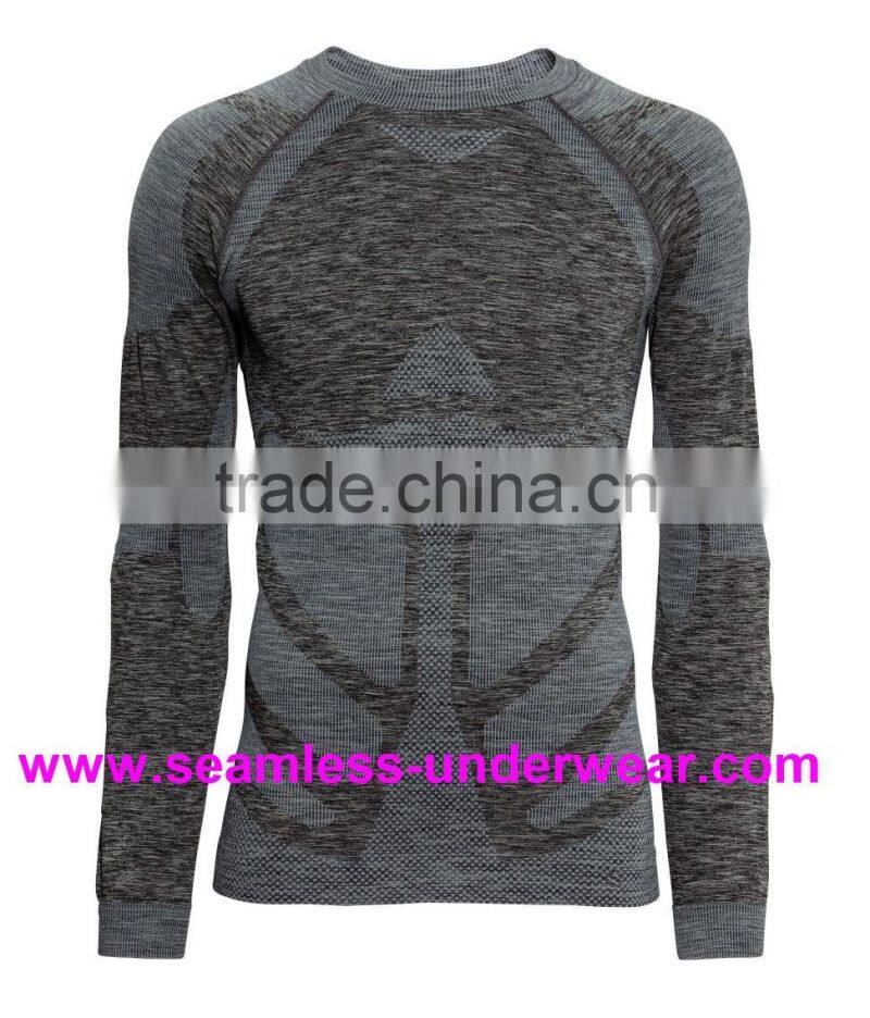 Polypropylene + Nylon + Spandex Cycling Base Layer, Men's Seamless Compression Base Layer for Skiing, Jogging & Training