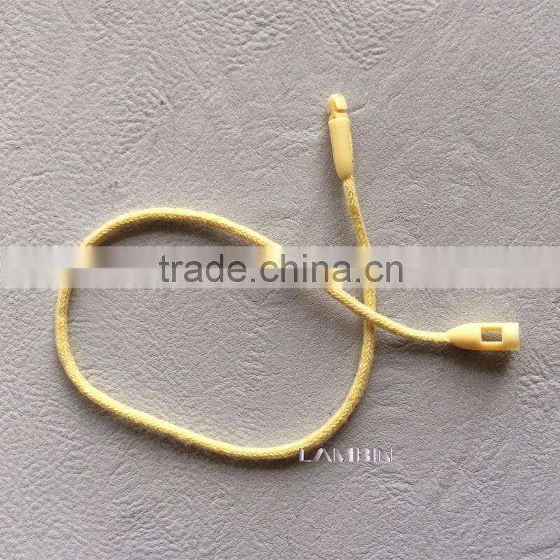 Garment accessory hot sale plastic seal tag, plastic hang tag string, many colors to choice hang tag elastic loops