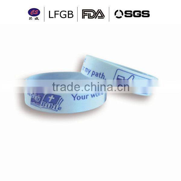 Wholesale Custom embossed/imprinted/printed logo Silicone Wristband / silicone bracelet