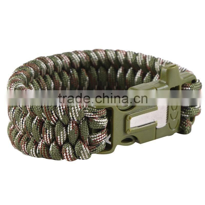 3.5CM Wide Green Camo Make Fire Paracord Bracelet