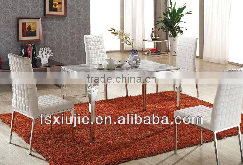 L853 Modern Tempered Glass Top Metal simple Dining Table