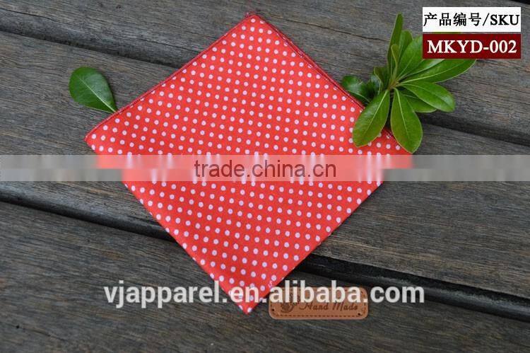 Navy Polka Dot Slant Point CUSTOM POCKET SQUARE Prefolded & Sewn