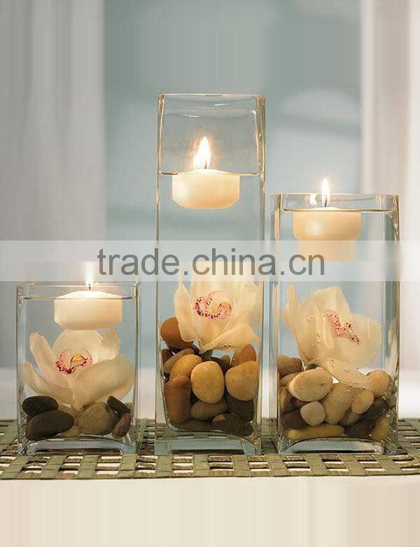 Hand blown square glass holder for candle 8*8*8cm candle holder