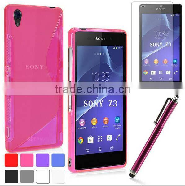 S Line Matte Soft TPU Case For LG Sony Xperia Z3/Z3 mini+Screen Film+Stylus Pen