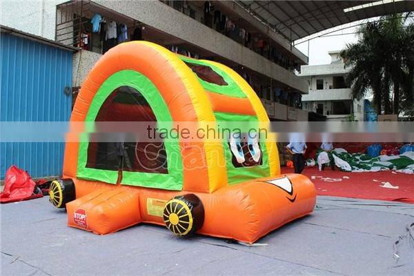 Pink cartoon car inflatable bouncer, inflatable jumping castle for kids