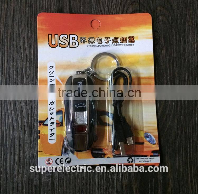 Professional manufacturer supply fashional design usb chargered lighters car keys shape led usb electric lighter