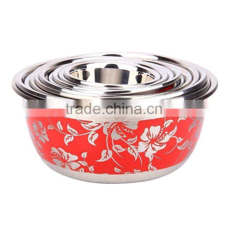 Color engraved stainless steel kitchen utensils bowls