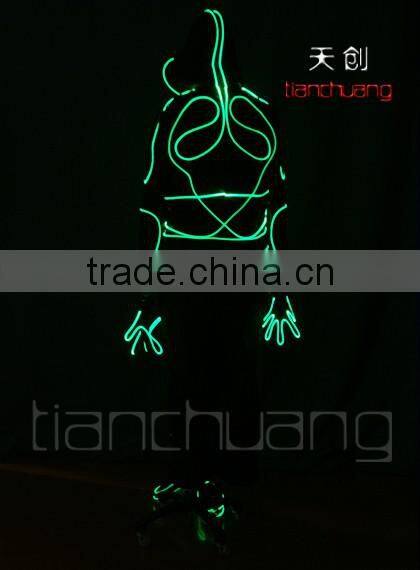 2016 Hot sale LED Light up fiber optic tron dance jumpsuits
