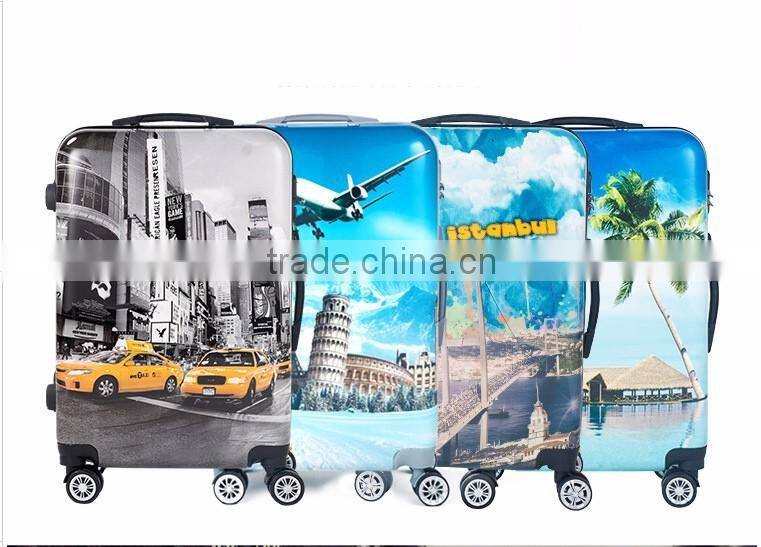 Cheap 2 Sides Plane and City Printing Travel Cabin Trolley Luggage