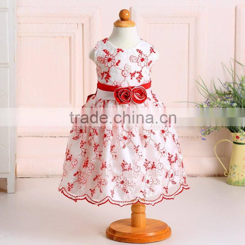 2016 new made apliqued boutique kids dress wedding dress long sleeve