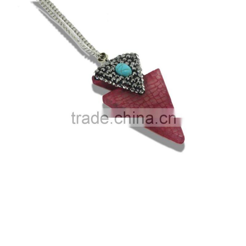 Fashion Triangle And beautiful texture Pendant Necklace Delicate Stone Necklace