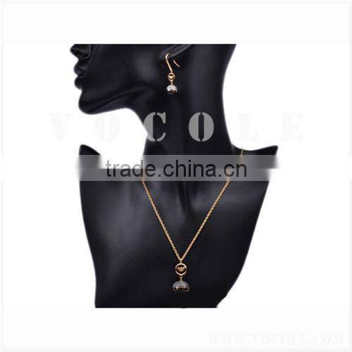 charms lucky Clover heart shape rose gold jewelry steel set