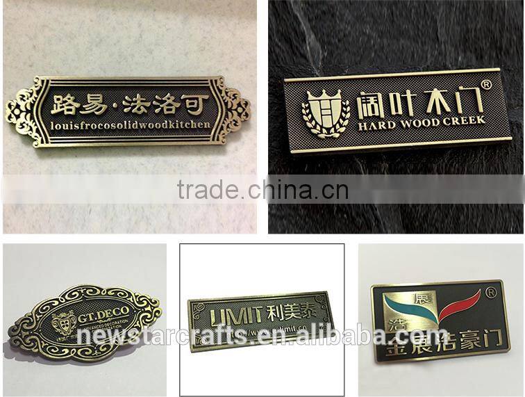 Antique finished brass logo plate, brass name plate with adhesive sticker, custom metal logo for furniture