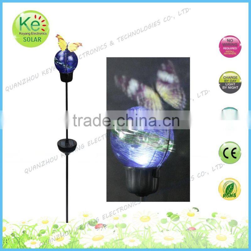 Glass ball with butterfly solar power garden decorative lights