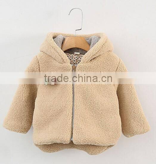 Lamb fleece hooded long sleeve padding jacket for kids