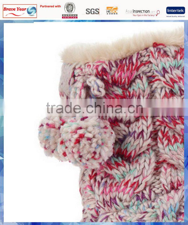 space dyed cable knit girls boots with cute pom pom