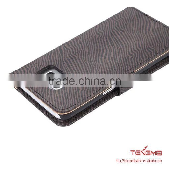 zebra grain leather case for samsung s7 edge with card slots